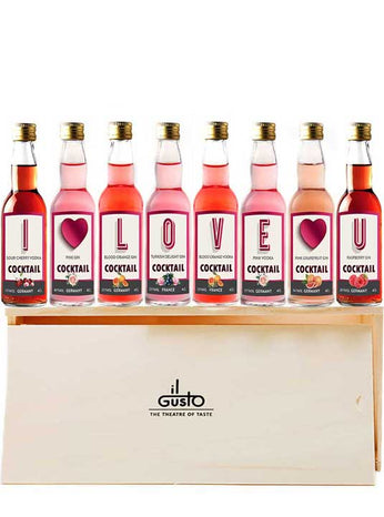 Premium Miniature Flavoured Cocktails Tasting Gift | I Love You Selection Box | 40ml Each (Pack of 8)