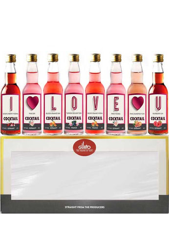 Premium Miniature Flavoured Cocktails Tasting Gift | I Love You Selection Box | 40ml Each (Pack of 8)