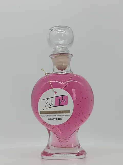 VODKA GIFT - PINK VODKA WITH 22 CARAT GOLD FLAKES IN HEART BOTTLE - 500ml - 18%