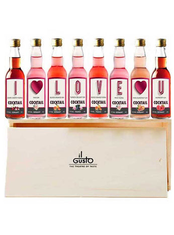 Premium Miniature Flavoured Cocktails Tasting Gift | I Love You Selection Box | 40ml Each (Pack of 8)