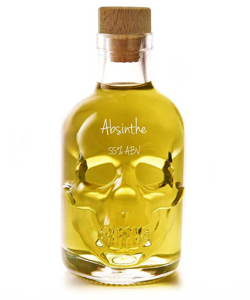 Absinthe Gift | Unique Skull Shaped Glass Bottle with Absinthe | 200ml | 55% ABV