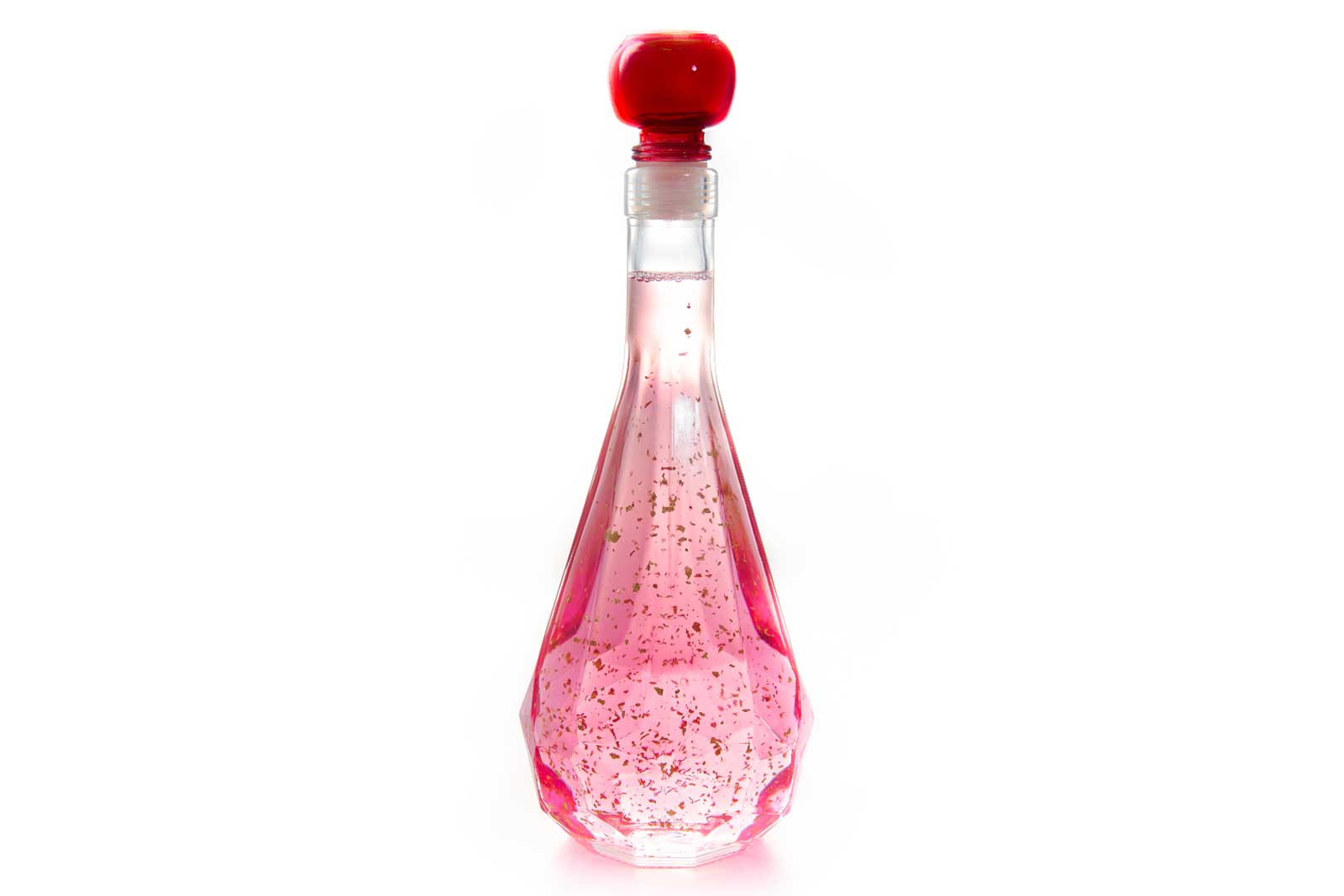 PINK GIN GIFT - CRYSTAL SHAPED GLASS BOTTLE WITH 22 CARAT GOLD FLAKES - 500ML - 20%