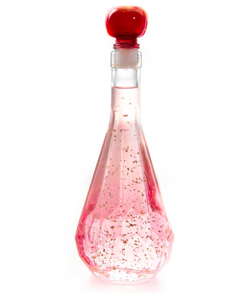 GIN GIFT - PINK GIN WITH 22 CARAT GOLD FLAKES IN DIAMOND BOTTLE 500ml - 18%