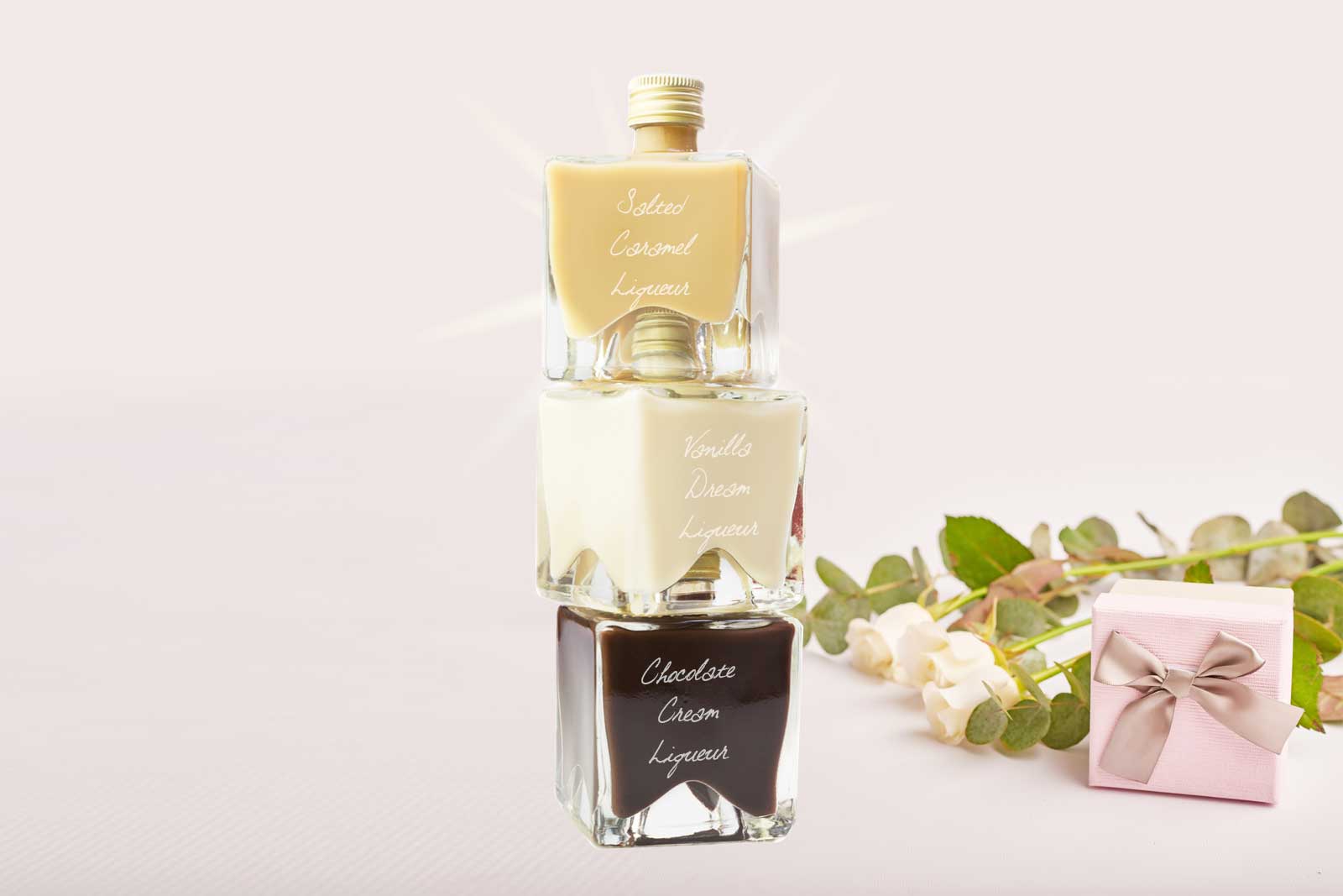 Creamy Liqueur Tower Gift Set - Vanilla Dream / Salted Caramel / Chocolate Cream