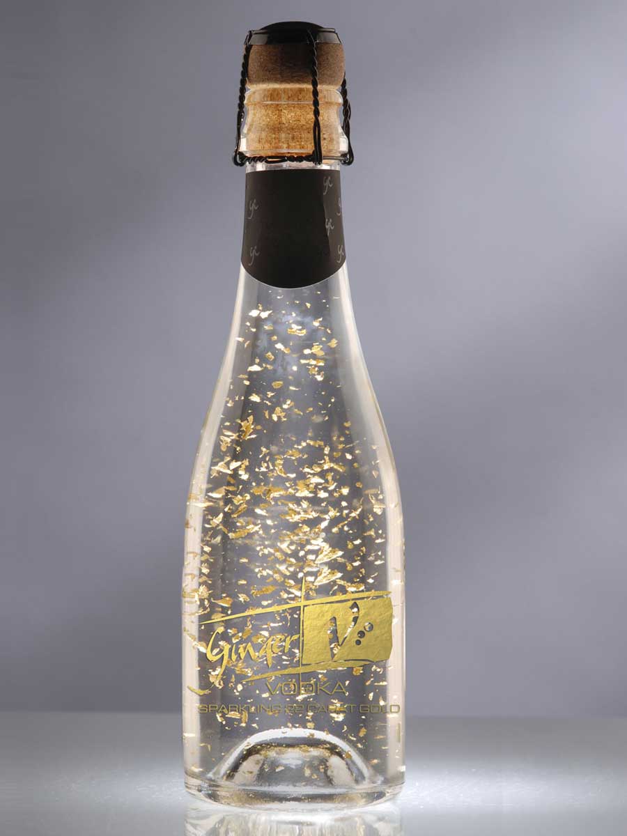 Sparkling Ginger Vodka with edible 22 carat gold flakes - 200ml