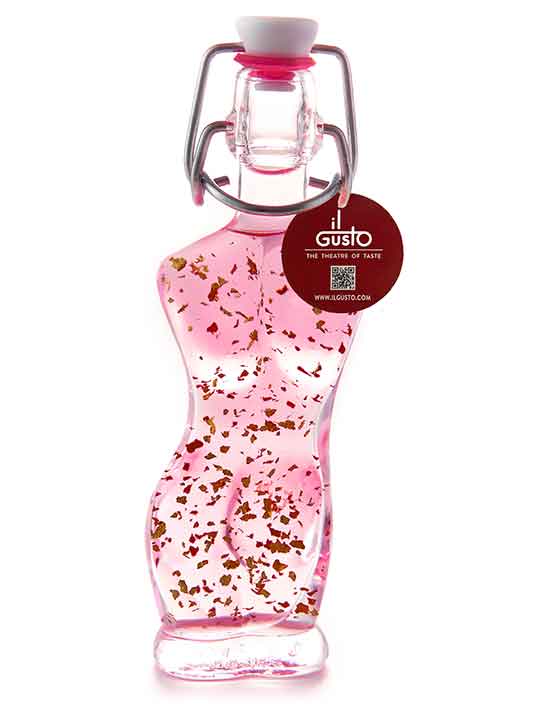 Pink Vodka with 22k Gold Flakes in a Unique Woman Shaped Glass Bottle - Perfect for Gifting