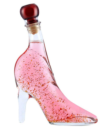 Pink Vodka Gift with Edible 22 carat gold flakes in Lady Shoe 350ml