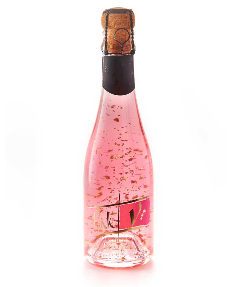 Sparkling Pink Vodka Gold with edible 22 carat gold flakes - 200ml