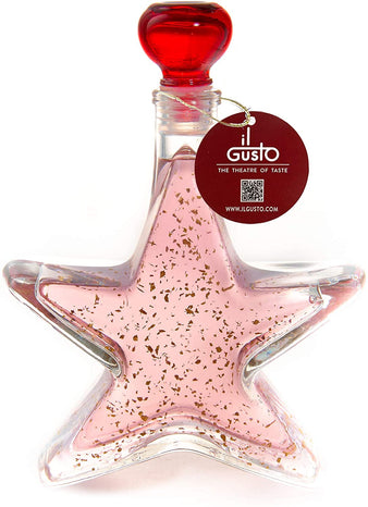 GIN GIFT - PINK GIN WITH 22 CARAT GOLD FLAKES IN STAR BOTTLE 200ml - 20%