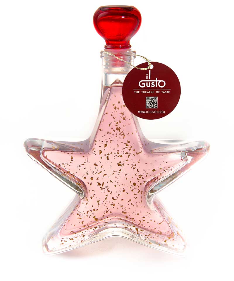 GIN GIFT - PINK GIN WITH 22 CARAT GOLD FLAKES IN STAR BOTTLE 200ml - 20%