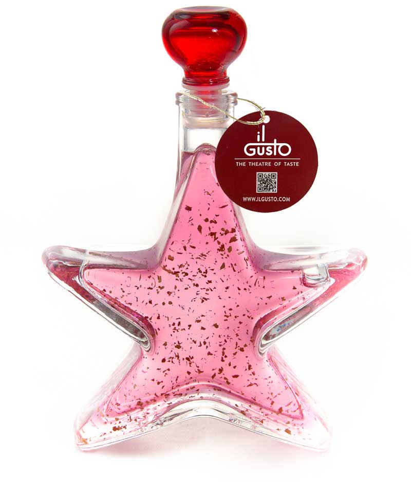 VODKA GIFT - PINK VODKA WITH 22 CARAT GOLD FLAKES IN STAR BOTTLE - 200ml - 18%