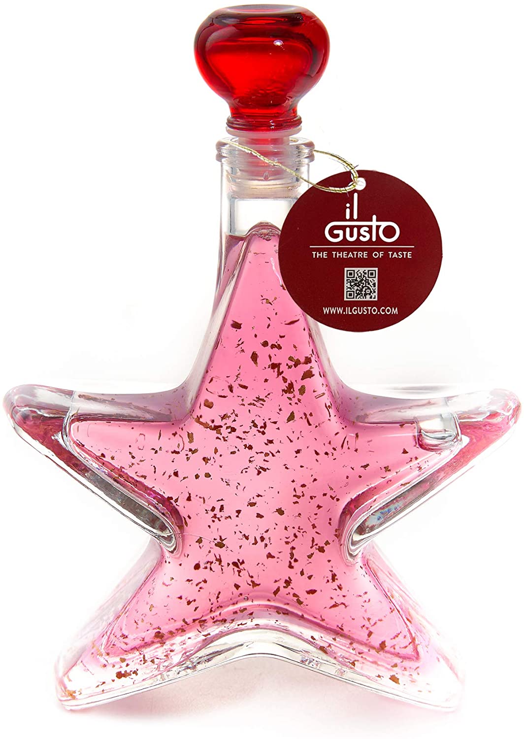 VODKA GIFT - PINK VODKA WITH 22 CARAT GOLD FLAKES IN STAR BOTTLE - 200ml - 18%