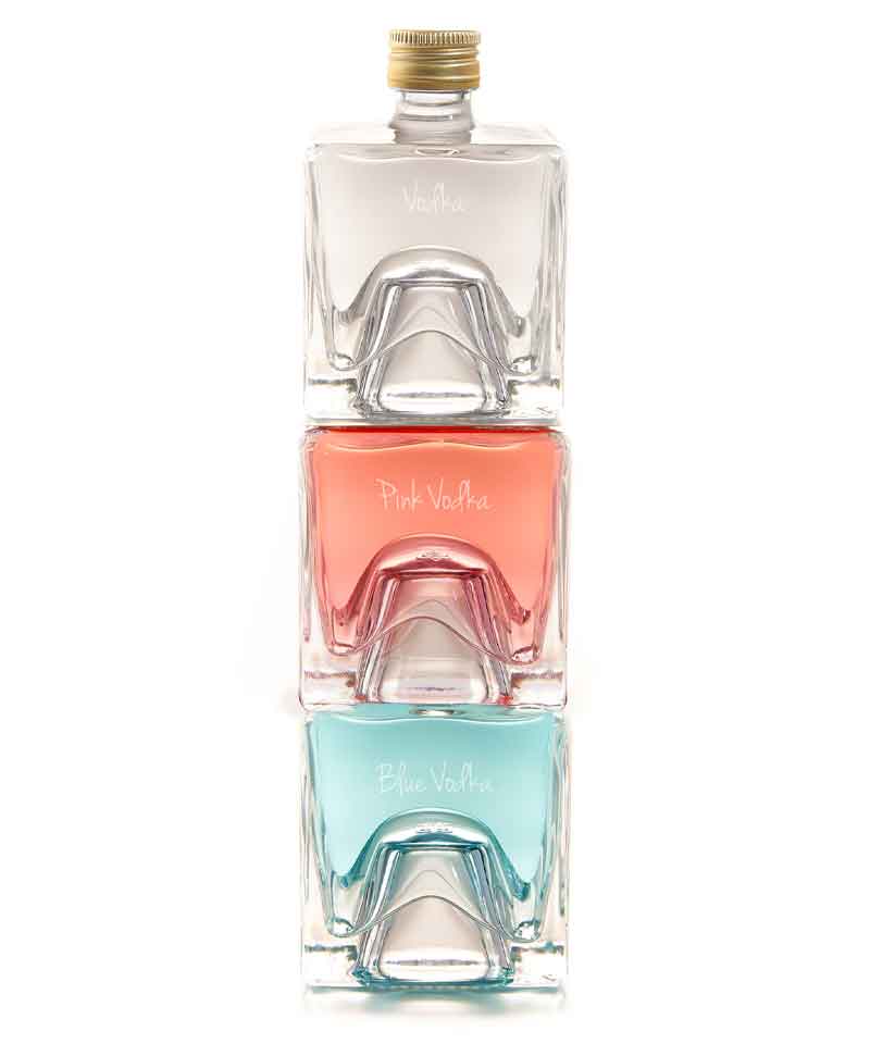 Vodka Tower Gift Set - Blue Vodka / Vodka / Pink Vodka